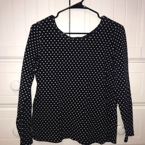 navy talbot polka dot long sleeve